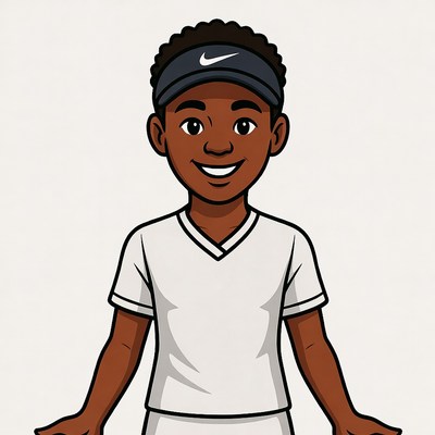 Smiling African-American boy in Nike tennis uniform