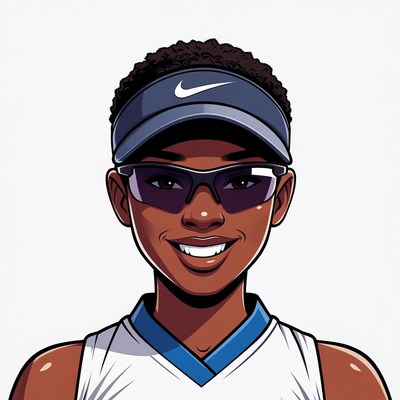 Smiling African-American woman in Nike visor