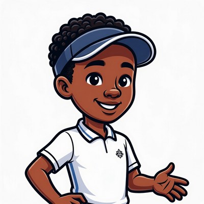 Smiling Black boy in visor and polo
