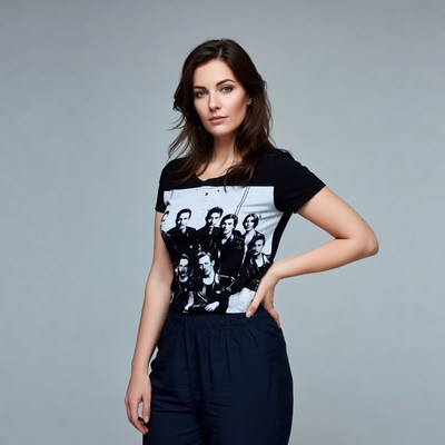 Woman wearing band t-shirt
