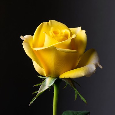 Yellow Rose on Black Background