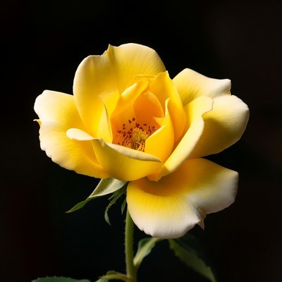 Yellow Rose on Black Background
