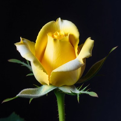 Yellow Rose on Black Background