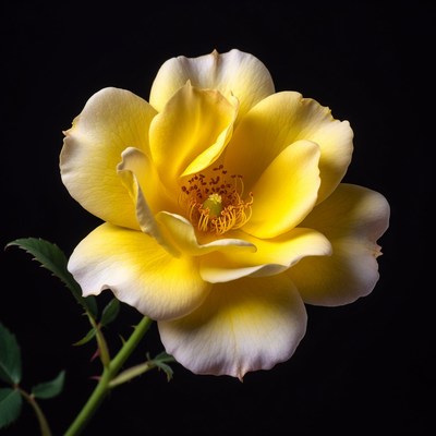 Yellow Rose on Black Background