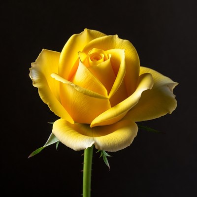 Yellow Rose on Black Background