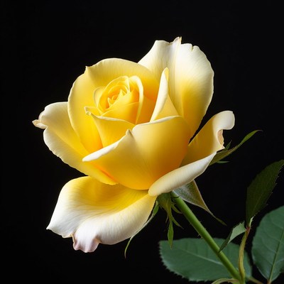 Yellow Rose on Black Background