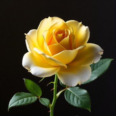 Yellow Rose on Black Background