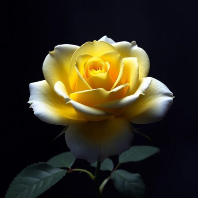 Yellow rose on black background