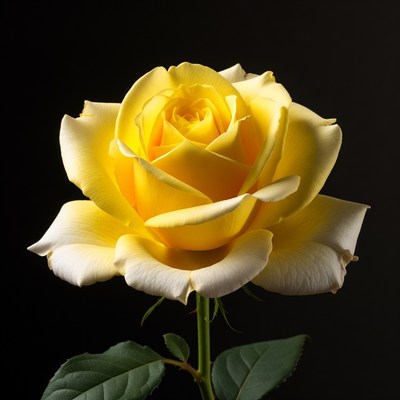 Yellow Rose on Black Background
