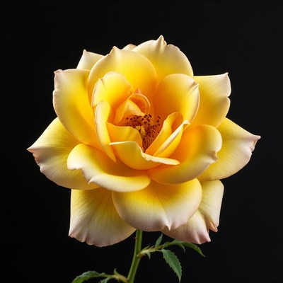 Yellow Rose on Black Background