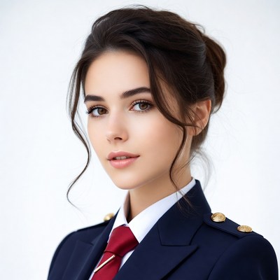 Woman in navy military uniform