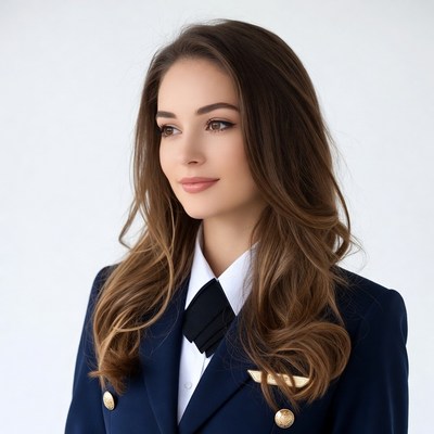 Woman in navy blue uniform