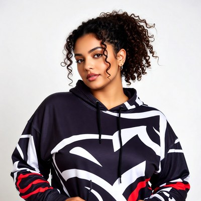 African-American woman in black hoodie