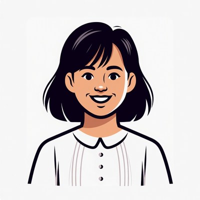 Smiling Asian girl illustration