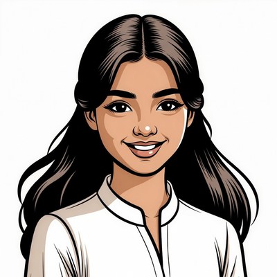 Smiling Asian woman illustration
