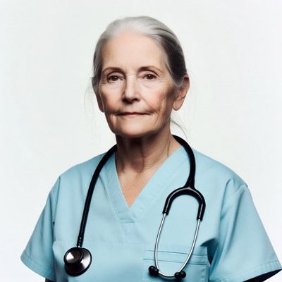 Elderly woman doctor with stethoscope