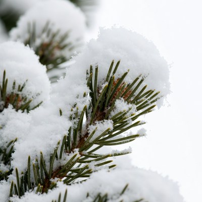 Snow-covered pine branches