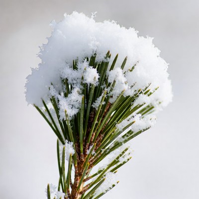 Snow-covered pine branch