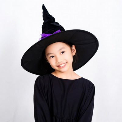 Asian girl in witch costume