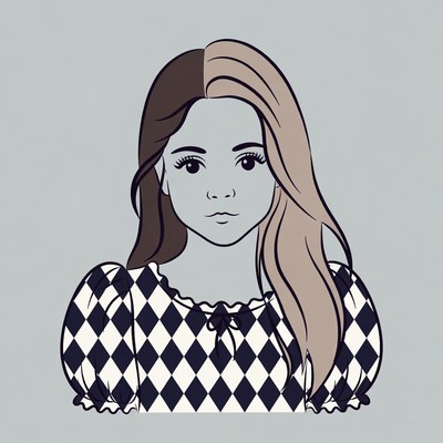 Girl with split black blonde hair