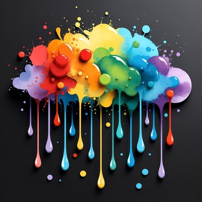 Rainbow Paint Splatter Cloud