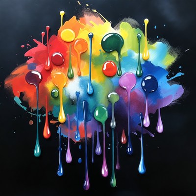 Colorful Paint Splashes Dripping