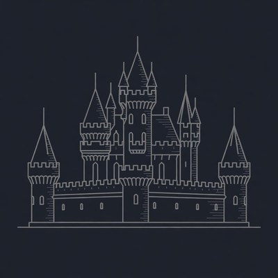 Line Drawing Fairy Tale Castle