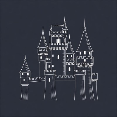Line Art Castle Illustration