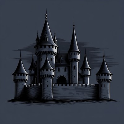 Dark Gothic Castle Illustration