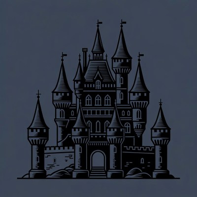 Dark Gothic Castle Illustration