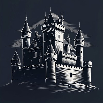 Dark Gothic Castle Illustration
