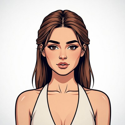 Beautiful woman in white dress illustration