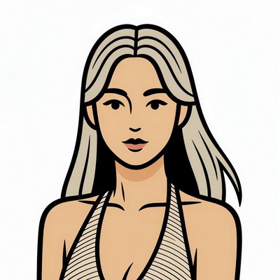 Asian woman in tube top illustration