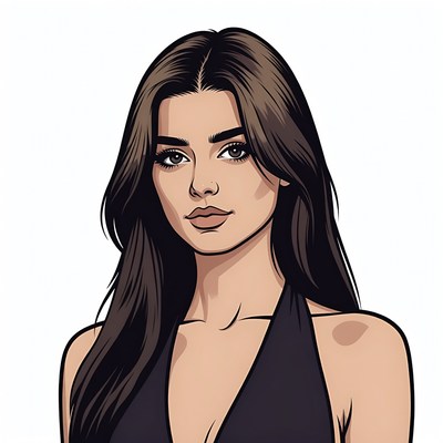 Beautiful woman with long brown hair