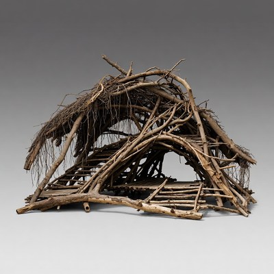 Rustic twig hut structure