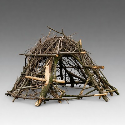 Twig nest on isolated background