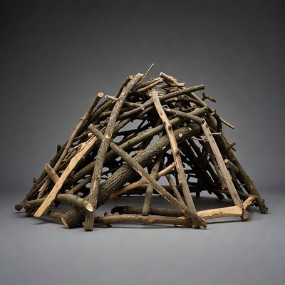 Pile of sticks on gray background