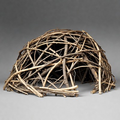Twig dome structure on gray background