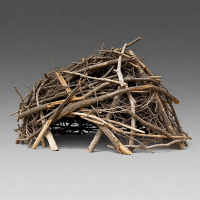 Twig nest on white background