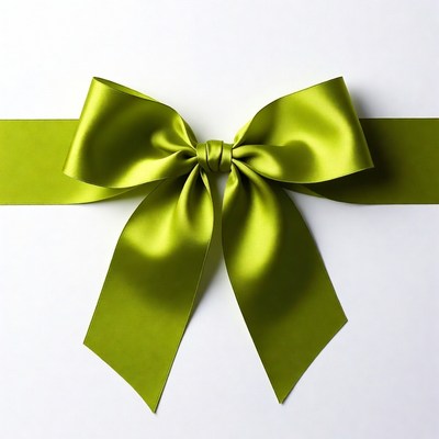 Green satin gift bow