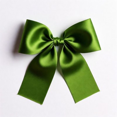 Green satin bow isolated