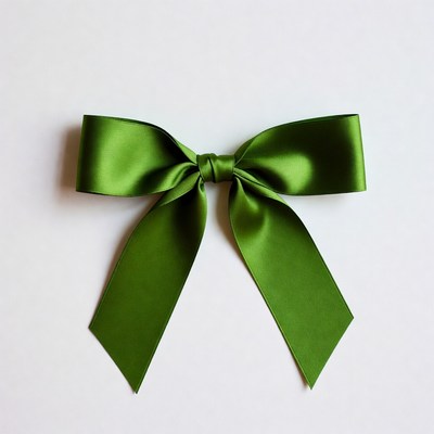 Green satin ribbon bow