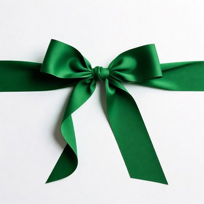 Green satin bow isolated on white