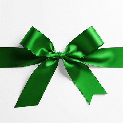 Green satin gift bow