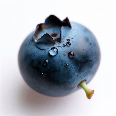 Blueberry with water droplets