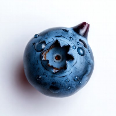Cut Blueberry with Water Droplets