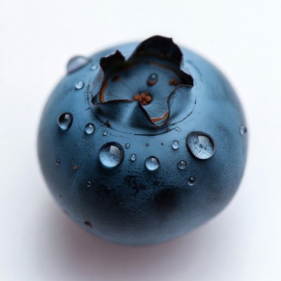 Blueberry with water droplets