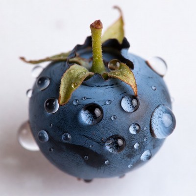Blueberry with water droplets