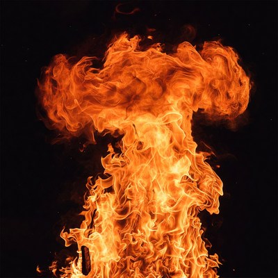 Massive fiery explosion flames