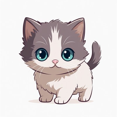 Cute gray kitten illustration